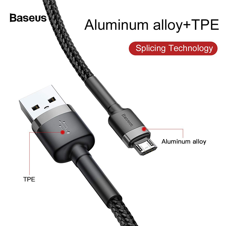 Baseus Cafule 1M Cable USB For Micro 2.4A Gray+Black – CAMKLF-BG1 – 6 ...