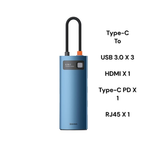 Baseus-6-in-1-Metal-Gleam-Series-Multifunctional-Type-C-HUB-Docking-Station-Blue-baseuscolombo | Baseus Colombo