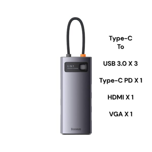 Baseus-6-in-1-Star-Joy-Multifunctional-Type-C-HUB-Docking-Station-Gray-baseuscolombo | Baseus Colombo