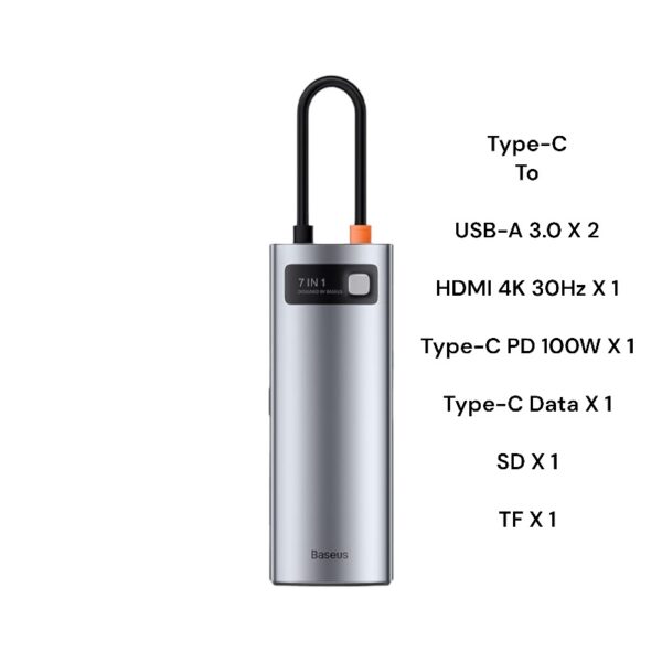 Baseus-7-in-1-Star-Joy-Series-Multifunctional-Type-C-HUB-Docking-Station-Gray-baseuscolombo | Baseus Colombo