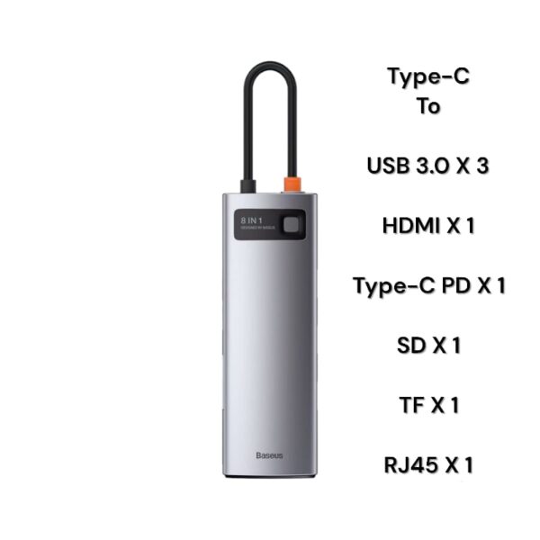 Baseus-8-in-1-Star-Joy-Series-Multifunctional-Type-C-HUB-Docking-Station-Gray-baseuscolombo | Baseus Colombo