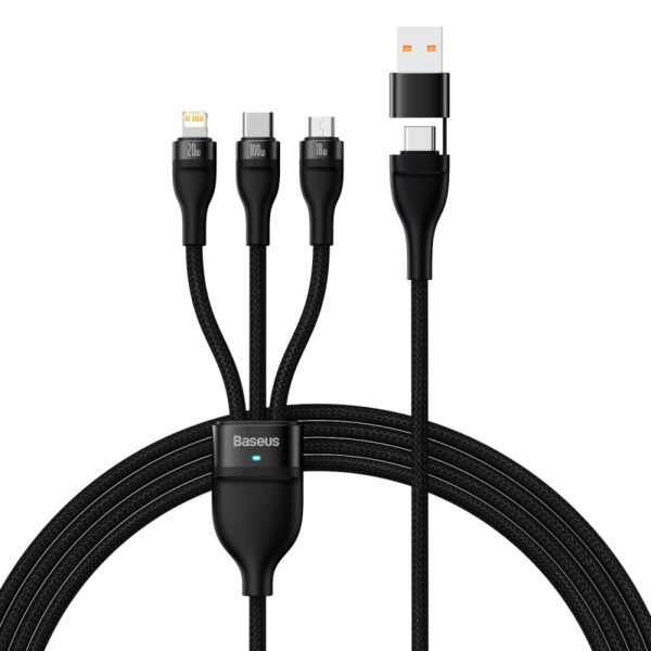 Baseus Flash Series Ⅱ Two-for-three Charging Cable U+C to M+L+C 100W - 1.2m - Black-baseuscolombo (1) | Baseus Colombo