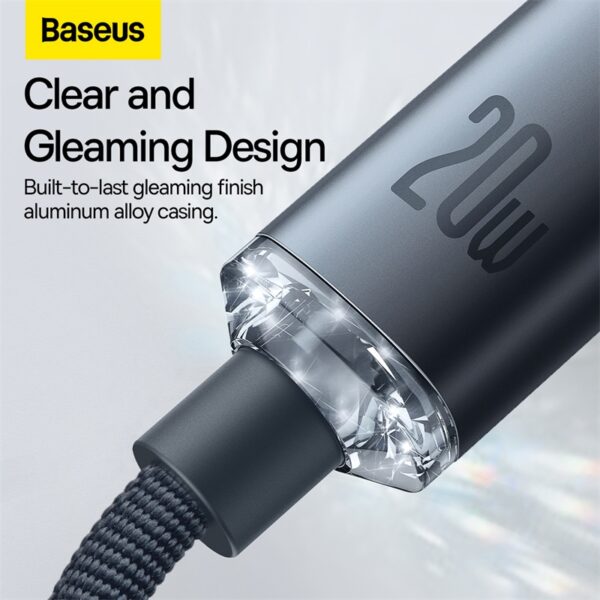 Baseus 1.2m Type-C to Lightning 20W Crystal Shine Series Fast Charging Data Cable - Black-baseuscolombo (16) | Baseus Colombo