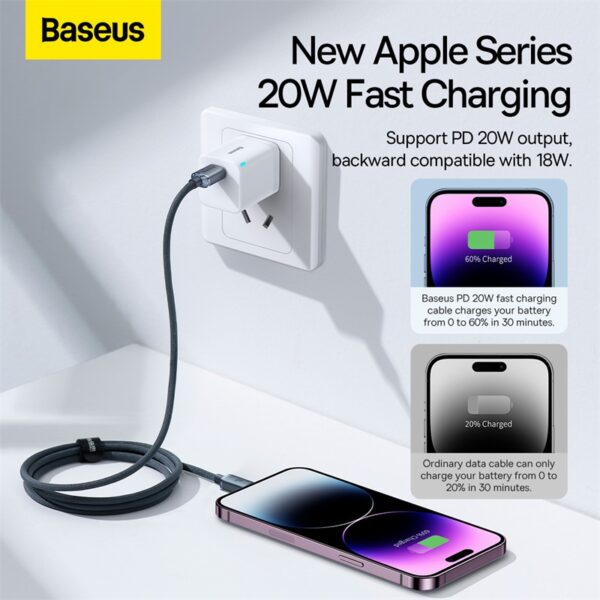 Baseus 1.2m Type-C to Lightning 20W Crystal Shine Series Fast Charging Data Cable - Black-baseuscolombo (18) | Baseus Colombo