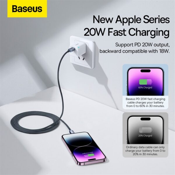 Baseus 1.2m Type-C to Lightning 20W Crystal Shine Series Fast Charging Data Cable - Black-baseuscolombo (3) | Baseus Colombo