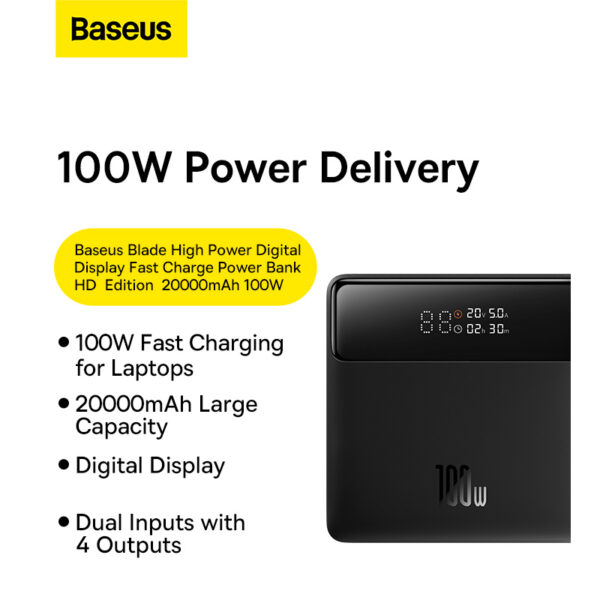 Baseus-20000mAh-100W-Blade-Power-Digital-Display-Fast-Charging-Power-Bank-HD-Edition-Black-baseuscolombo (2) | Baseus Colombo