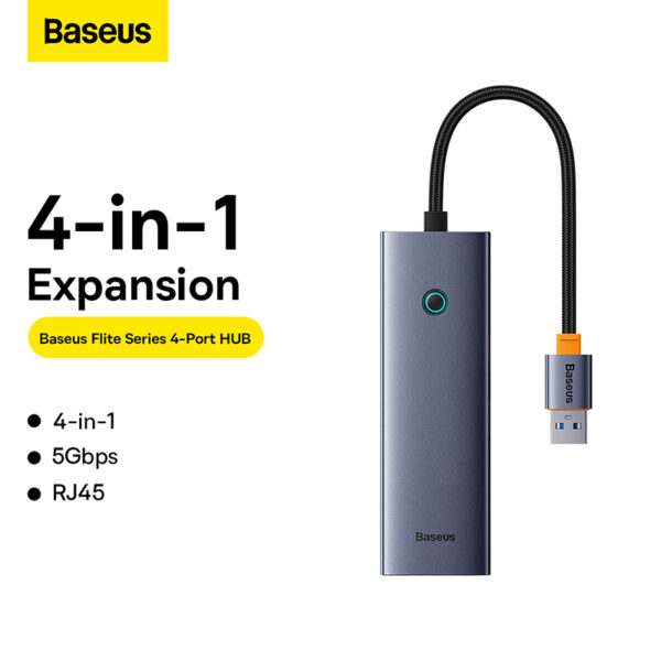 Baseus-4-Port-HUB-Flite-Series-Space-Grey-Metal-baseuscolombo (8) | Baseus Colombo