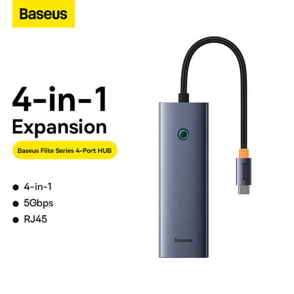 Baseus-4-Port-HUB-Flite-Series-Space-Grey-Type-C-baseuscolombo (11) | Baseus Colombo