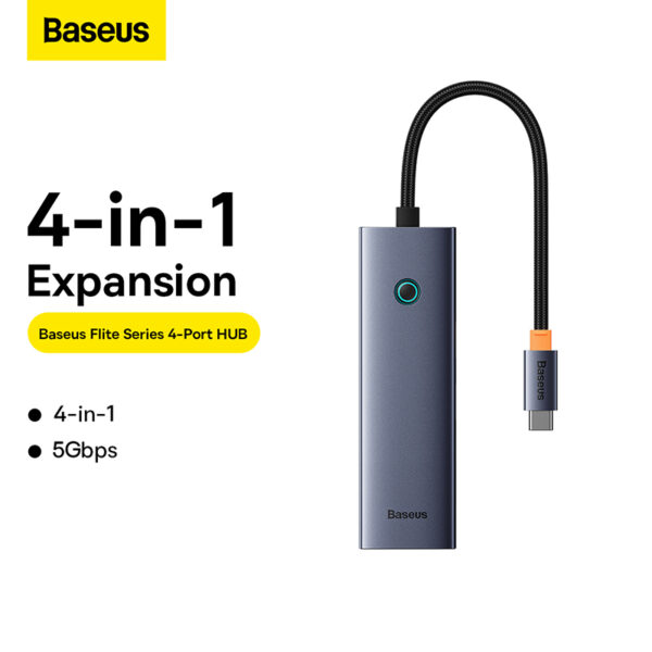 Baseus-4-Port-HUB-Flite-Series-Space-Grey-Type-C-baseuscolombo (8) | Baseus Colombo