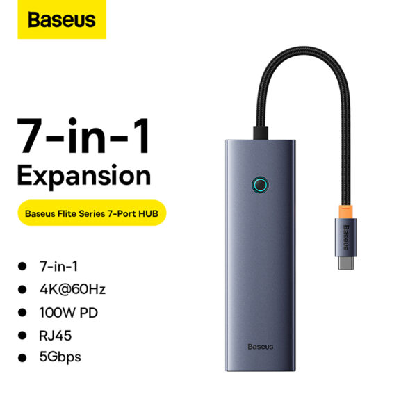 Baseus-7-Port-HUB-Flite-Series-Docking-Station-Space-Grey-baseuscolombo (3) | Baseus Colombo