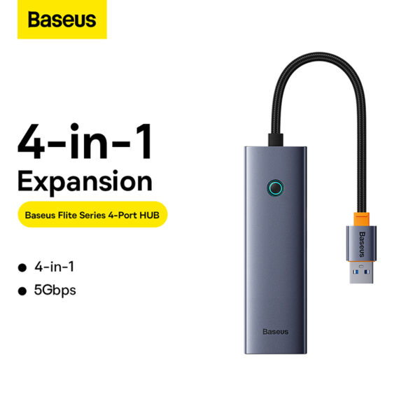 Baseus-Flite-Series-4-Port-HUB-Space-Grey-Metal-baseuscolombo (8) | Baseus Colombo