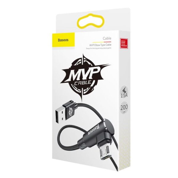 Baseus 2m USB to Micro USB MVP Elbow Type Cable 1.5A - Black-baseuscolombo (8) | Baseus Colombo