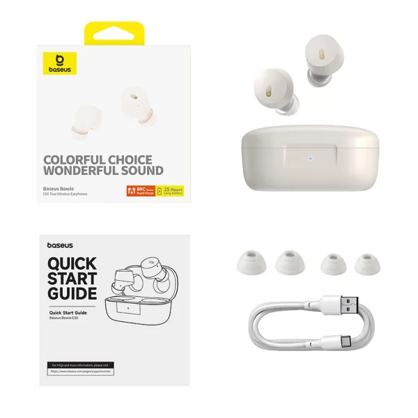 Baseus-Bowie-E18-True-Wireless-Earphones-Stellar-White-6M-baseuscolombo (7) | Baseus Colombo