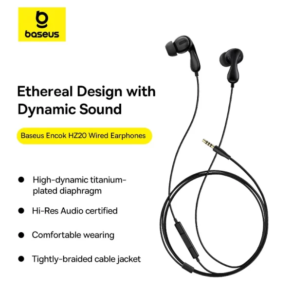 Baseus-Encok-HZ20-Wired-Earphones-Cluster-Black-6M-baseuscolombo (3) | Baseus Colombo