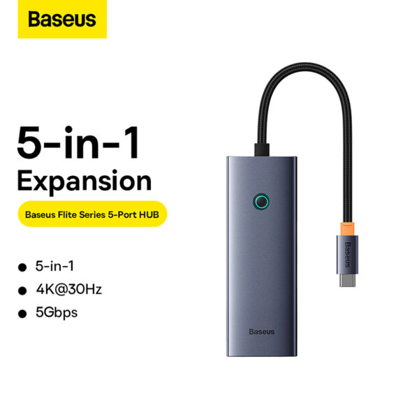 Baseus-5-Port-UltraJoy-Series-HUB-Docking-Station-Space-Grey-6M-baseuscolombo (17) | Baseus Colombo