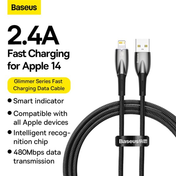 Baseus-Glimmer-Series-1m-USB-to-Lightning-Fast-Charging-Data-Cable-Black-6M-baseuscolombo (16) | Baseus Colombo