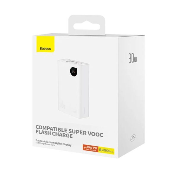 Baseus-20000mAh-30W-Adaman2-VOOC-Edition-Digital-Display-Fast-Charge-Power-Bank-White-6M-baseuscolombo 3 | Baseus Colombo