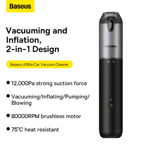 Baseus A3lite 12000pa 100W Car Vacuum Cleaner - Black - 6M-baseuscolombo 17 | Baseus Colombo