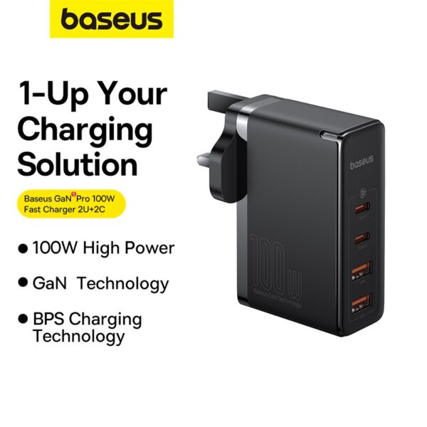 Baseus-GaN5-Pro-100W-Fast-Charger-2C+2U-UK-Pin-6M-baseuscolombo (11) | Baseus Colombo