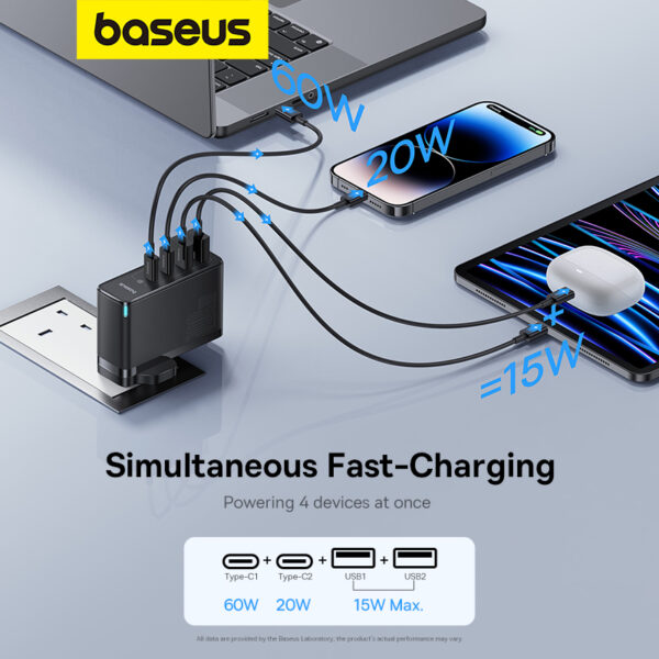 Baseus-GaN5-Pro-100W-Fast-Charger-2C+2U-UK-Pin-6M-baseuscolombo (12) | Baseus Colombo