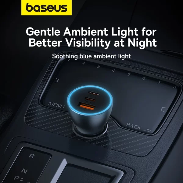 Baseus Golden Contactor Pro GaN Fast Charging Car Charger U+2C 65W Lunar Gray Baseuscolombo