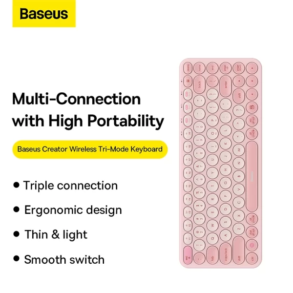 Baseus K01A Wireless Tri-Mode Keyboard Baby Pink Baseuscolombo