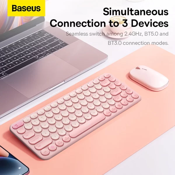 Baseus K01A Wireless Tri-Mode Keyboard Baby Pink Baseuscolombo