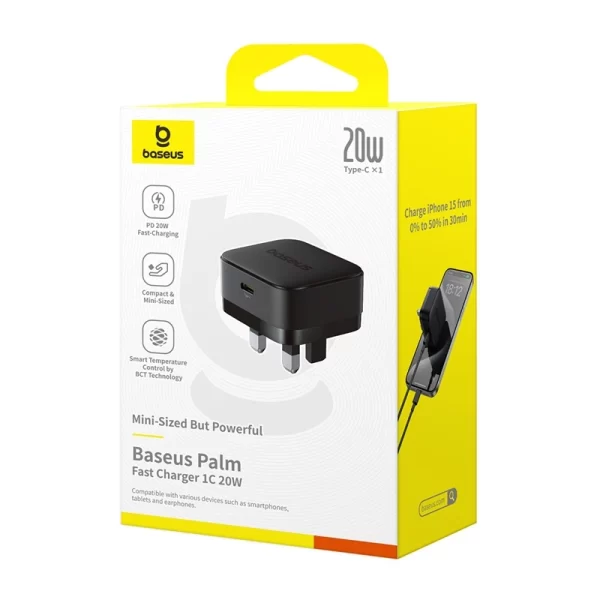 Baseus Palm Fast Charger 1C 20W UK Cluster Black Baseuscolombo